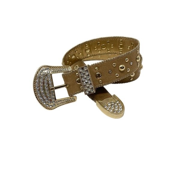 Kathy Van Zeeland Womens Gold Tone Studded Gorgeous Embellished Belt Size Small - Picture 1 of 6